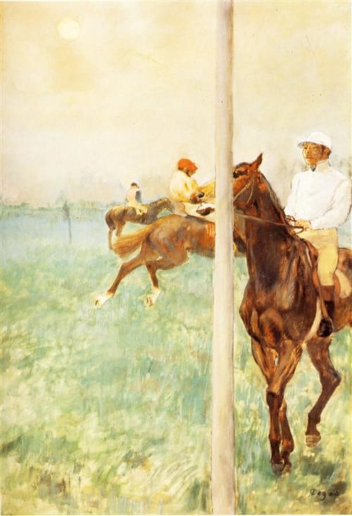 Degas - Jockeys before the start with flagpole-1