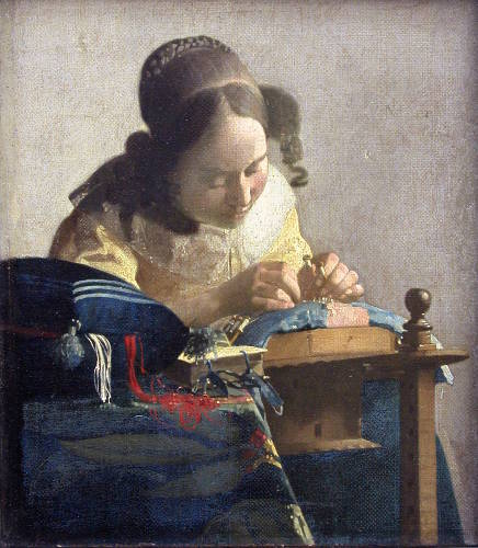 The Lacemaker
*oil on canvas
*24,5 × 21 cm
*signed t.r.:  I Meer
*1670-1671